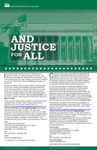 Screenshot of USDA And Justice For All poster.