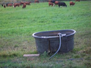 water tank with float on a fence line
