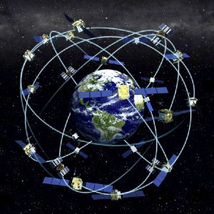 Illustration showing satellite positions/paths around Earth