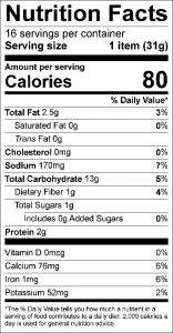 Italian Bread Sticks Food Nutrition Facts Label (click to view)