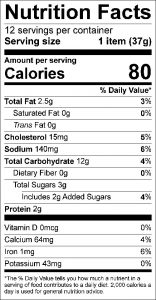Pancakes Food Nutrition Facts Label (click to view)