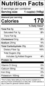 Cranberry Waldorf Salad Food Nutrition Facts Label