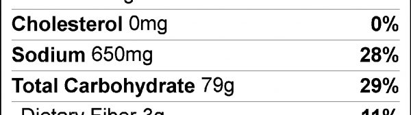 All-Purpose Convenience Mix for One or Two Food Nutrition Facts Label (click for details)