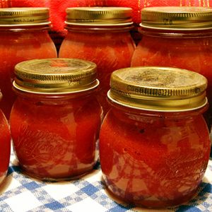 tomato preserves in jars