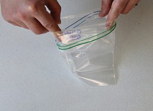Photo showing a freezer resealable bag for storing.