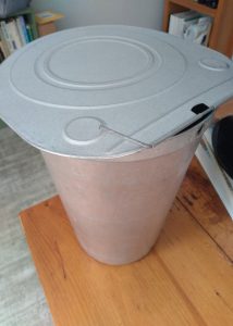 Aluminum Bucket with Lid,used during maple surgaring.