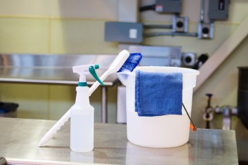 sanitation items in a commercial kitchen