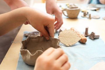 Children clay from the clay in the studio of artistic ceramics