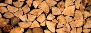 A stack of split firewood.
