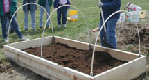 Raised bed with hoops for row covers