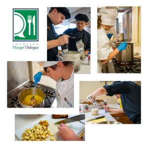 The Maine Hunger Dialogue, collage of student chefs making soup