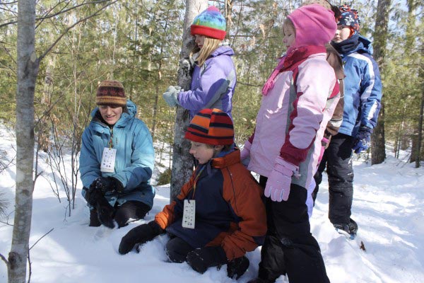 4-H youth participating in winter activities at camp