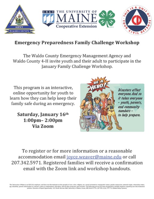 Emergency Preparedness Family Challenge Workshop Flyer