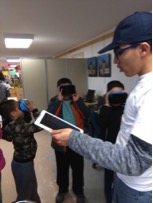Armando demonstrates a STEM activity using Google VR Glasses