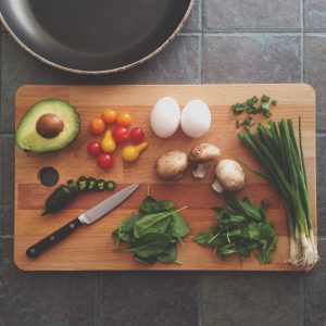 Cutting board with nutritious foods