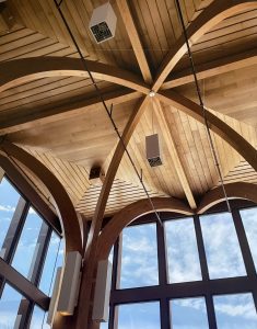 curved roof with windows