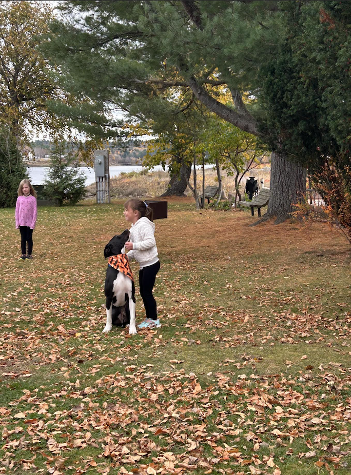 youth at the park with dog