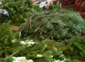 people making balsam fir wreaths