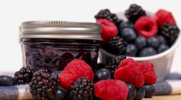 homemade jam with fresh blackberries, raspberries, and blueberries