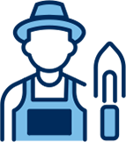 Master Gardener Volunteer farmer graphic for count up feature on annual report