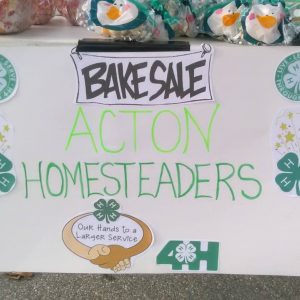 Bake sale banner for the Acton Homesteaders 4-H Club