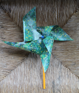 Image of green paper pinwheel
